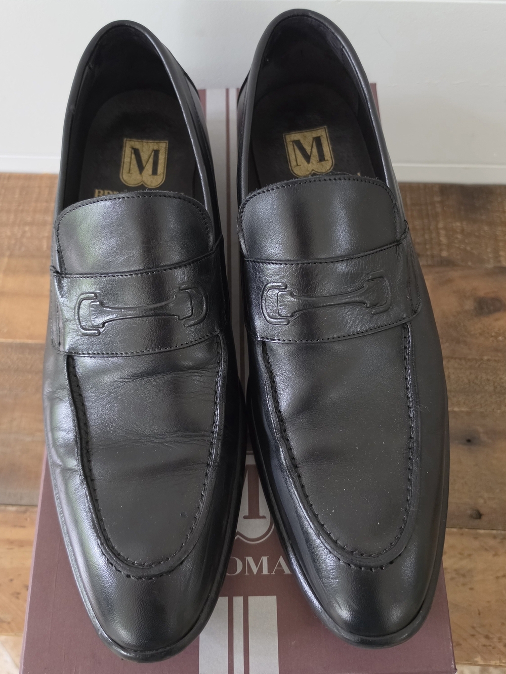 Bruno Magli Black Leather Slip-On Loafers Seth Size 13